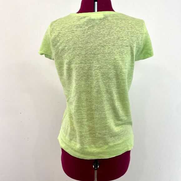 J. Jill Love Linen V-Neck Top Shirt Lime Mint Green XS Petite T-shirt - Picture 4 of 9